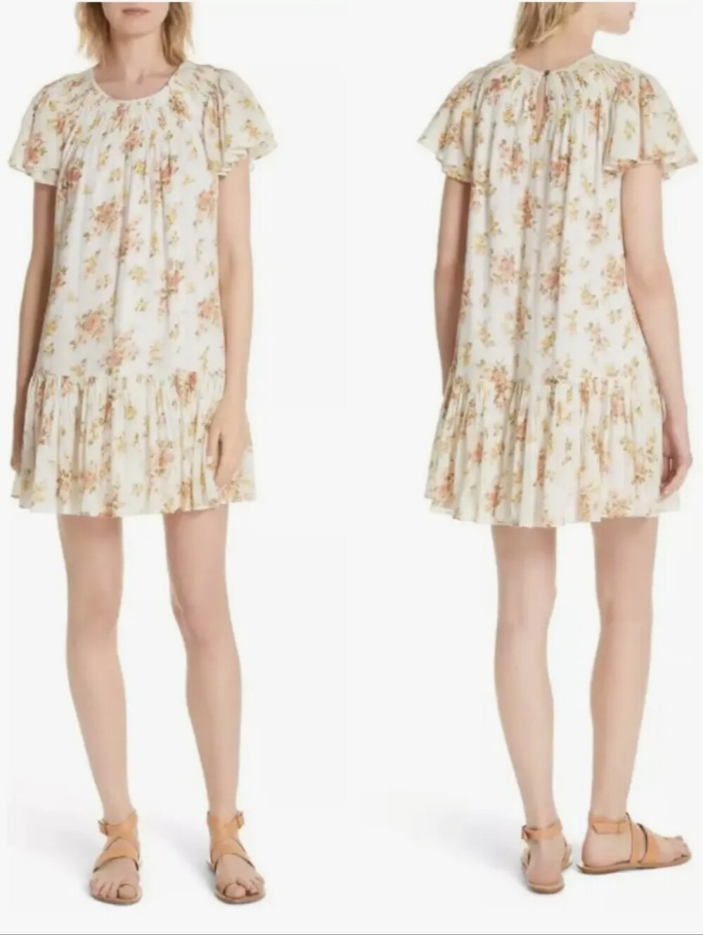 REBECCA TAYLOR LA VIE MADELINE DRESS SMOCKED NECK METALLIC THREAD DRESS SZ SMALL